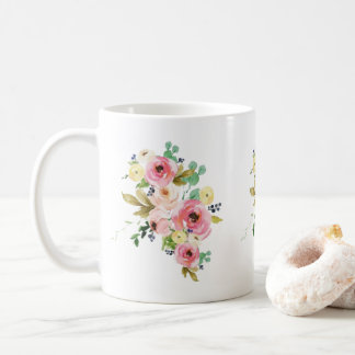 Tasse en céramique à aquarelle florale