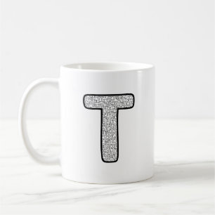 Tasse en céramique à monogramme de lettre P à moti