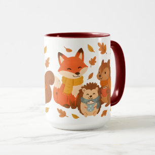 Tasse en céramique Animaux de la forêt automnale