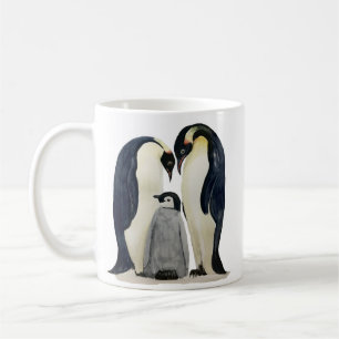 Tasse en céramique au design familial de pingouins