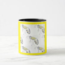 Tasse en céramique avec illustration d'abeille - Ç