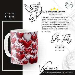 Tasse en céramique avec motif de cœur en 3D
