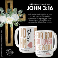 Tasse en céramique avec verset biblique Jean 3:16