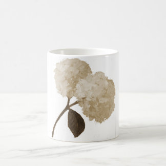 Tasse en céramique blanche avec des hortensias
