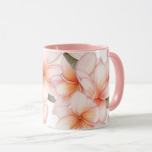 Tasse en céramique combinée Frangipanier rose carm