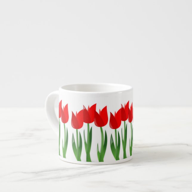 Tasse en céramique de café express de tulipes (Devant gauche)