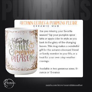 Tasse en céramique Feuilles d'automne et citrouill