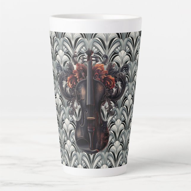 Tasse en céramique latte Black Violin en Art Déco  (Devant)