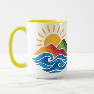 Tasse en céramique Montagnes Océan Coucher de sole