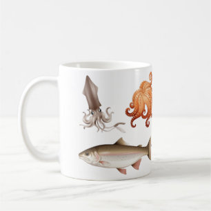 Tasse en céramique Pieuvre Calamar & Poisson de l'