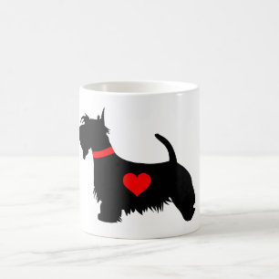 Tasse en forme de coeur avec un chien Scottie