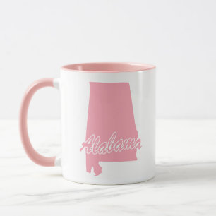 Tasse en forme de l'État de l'Alabama rose