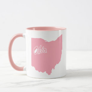Tasse en forme de l'État de l'Ohio rose