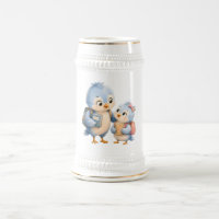 Tasse en grès Bière Frères et Sœurs Oiseau Bleu