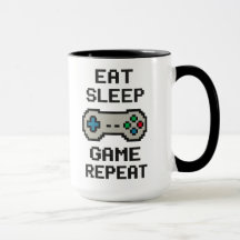 Tasse en pixel art pour joueurs - Manger Dormir Jo