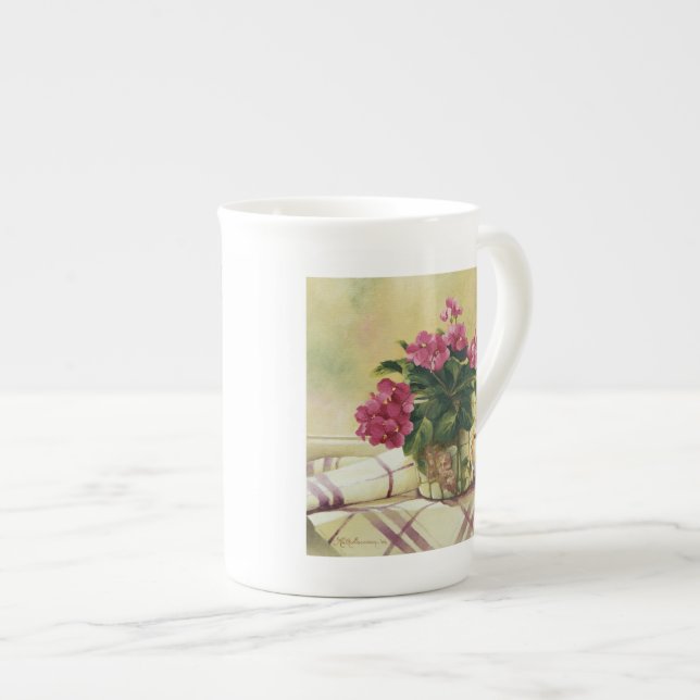 Tasse En Porcelaine 0511 Violets africains en planteur de mosaïque (Devant droit)