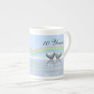 Tasse En Porcelaine 10e anniversaire Tin Hearts