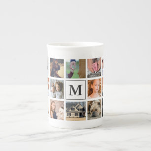 Tasse En Porcelaine 20 monogramme moderne du collage de photo
