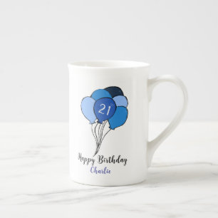 Tasse En Porcelaine 21e anniversaire groupe de ballons bleus