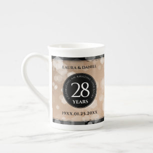 Tasse En Porcelaine 28e anniversaire du Mariage de lin élégant