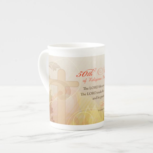 Tasse En Porcelaine 50e anniversaire de la profession religieuse, Nun (Devant gauche)