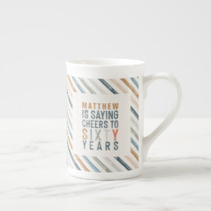 Tasse En Porcelaine 60e anniversaire décor de fête ou cadeau d'anniver