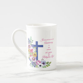 Tasse En Porcelaine 60e Anniversaire, Nun, Religious Life Cross