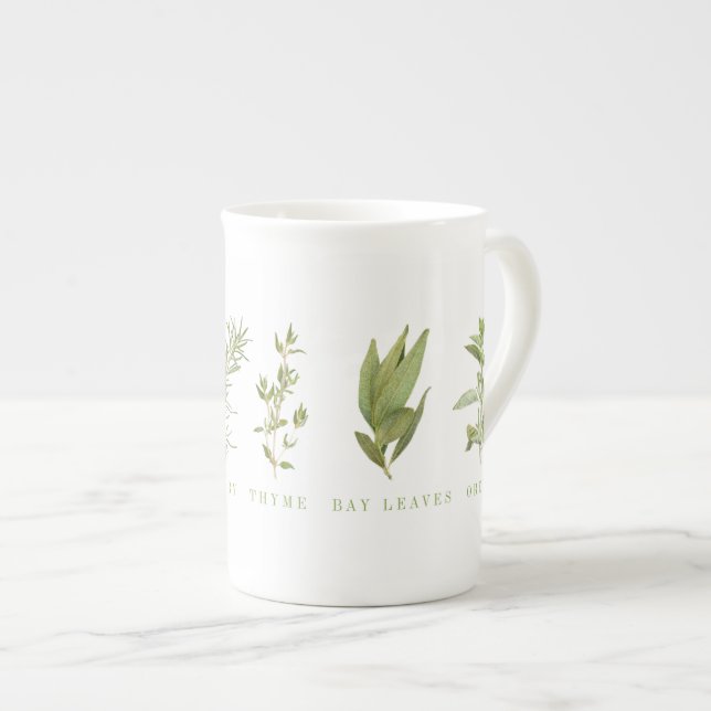 Tasse En Porcelaine 6 HERBES FRAÎCHES Bone China Mug (Devant droit)
