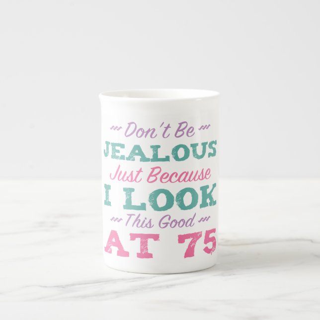 Tasse En Porcelaine 75e anniversaire pour les femmes (Devant)