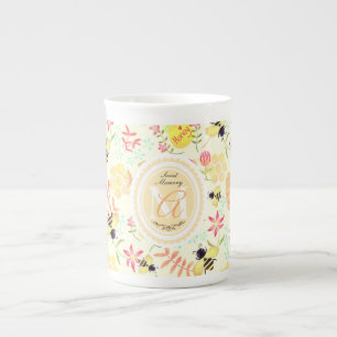 Tasse En Porcelaine Abeille de miel jaune