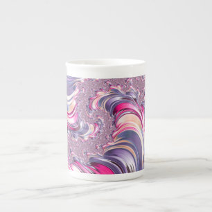Tasse En Porcelaine Abstrait rose pourpre spirale fractale