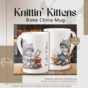 Tasse En Porcelaine Adorable Knittin' Kittens Bone Chine Mug