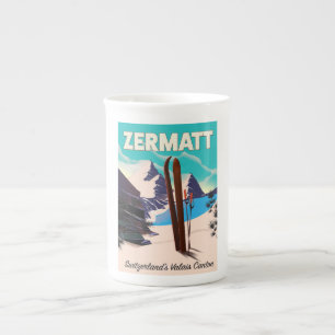 Tasse En Porcelaine Affiche de vacances de ski à Zermatt