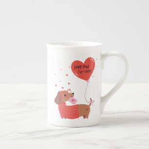 Tasse En Porcelaine Aimez-vous Fourrure-toujours mignon Chien Dachshun