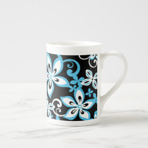 TASSE EN PORCELAINE ALOHA HAWAII (NOIR/BLEU) BONE CHINA MUG