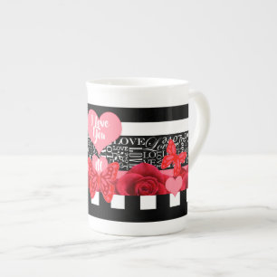 Tasse En Porcelaine Amour et Rose Blackboard Style Mug