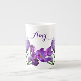 Tasse En Porcelaine Amy nom floral boho violet crocus