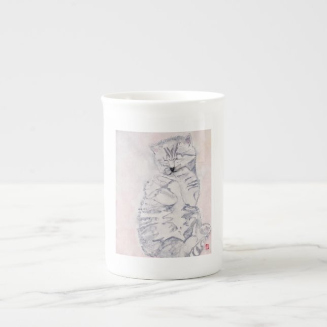 Tasse En Porcelaine Aquarelle de Kitten par Karen Poppy - Mug (Devant)