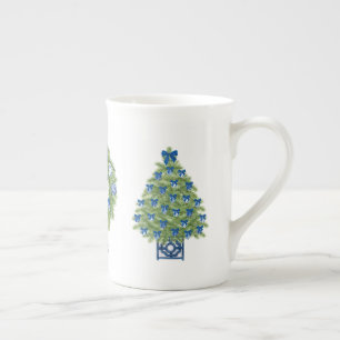 Tasse En Porcelaine Arbre de Noël et guirlande en chinoiserie 