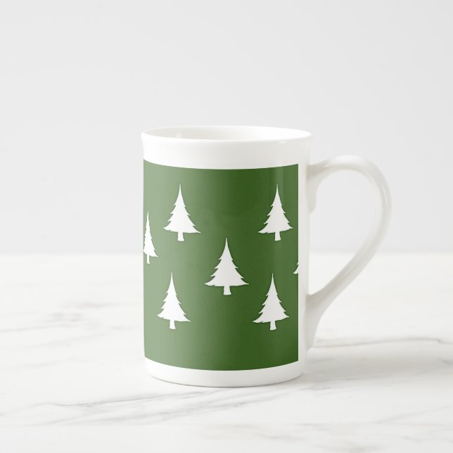 Tasse En Porcelaine Arbres De Vacances Vert Et Blanc (Droite)