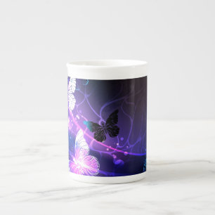 Tasse En Porcelaine Arrière - plan avec papillons de nuit