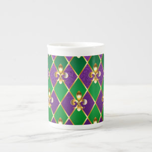 Tasse En Porcelaine Arrière - plan de bijoux Mardi Gras