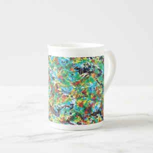 Tasse En Porcelaine Art coloré de motif de fleur de ressort de vert