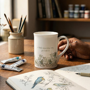 Tasse En Porcelaine Art Déco filigrane or Chant matinal du moineau