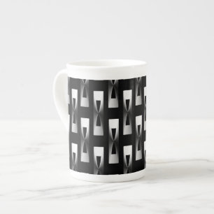 Tasse En Porcelaine Art Déco Métallo Géométrique - Argent et Noir