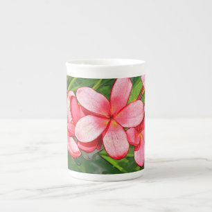 Tasse En Porcelaine Art Frangipanier Tropical Rose