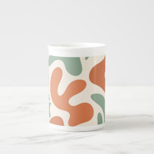 Tasse En Porcelaine art mural abstrait vert sauge et terre cuite