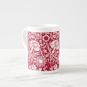 Tasse En Porcelaine Art Nouveau Carnation Damask, rouge et blanc