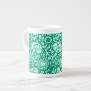 Tasse En Porcelaine Art Nouveau Carnation Damask, Turquoise
