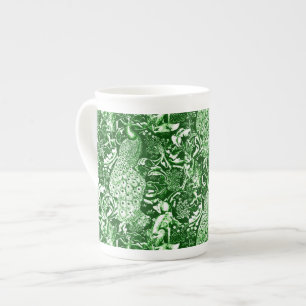 Tasse En Porcelaine Art Nouveau Peacock Imprimer, Vert Forêt